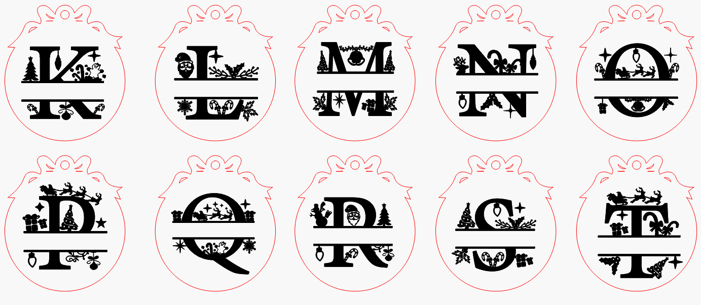 Boules de Noël alphabet