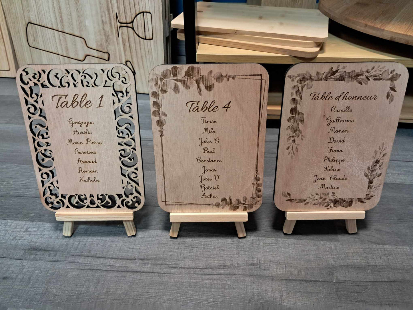 Plan de table avec chevalet