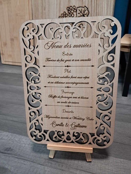 Menu avec chevalet