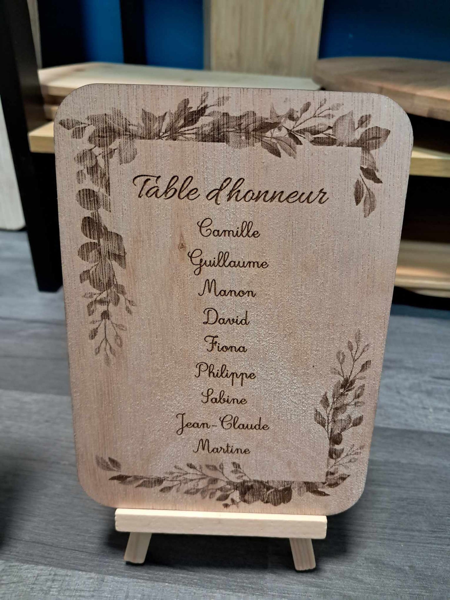 Plan de table avec chevalet
