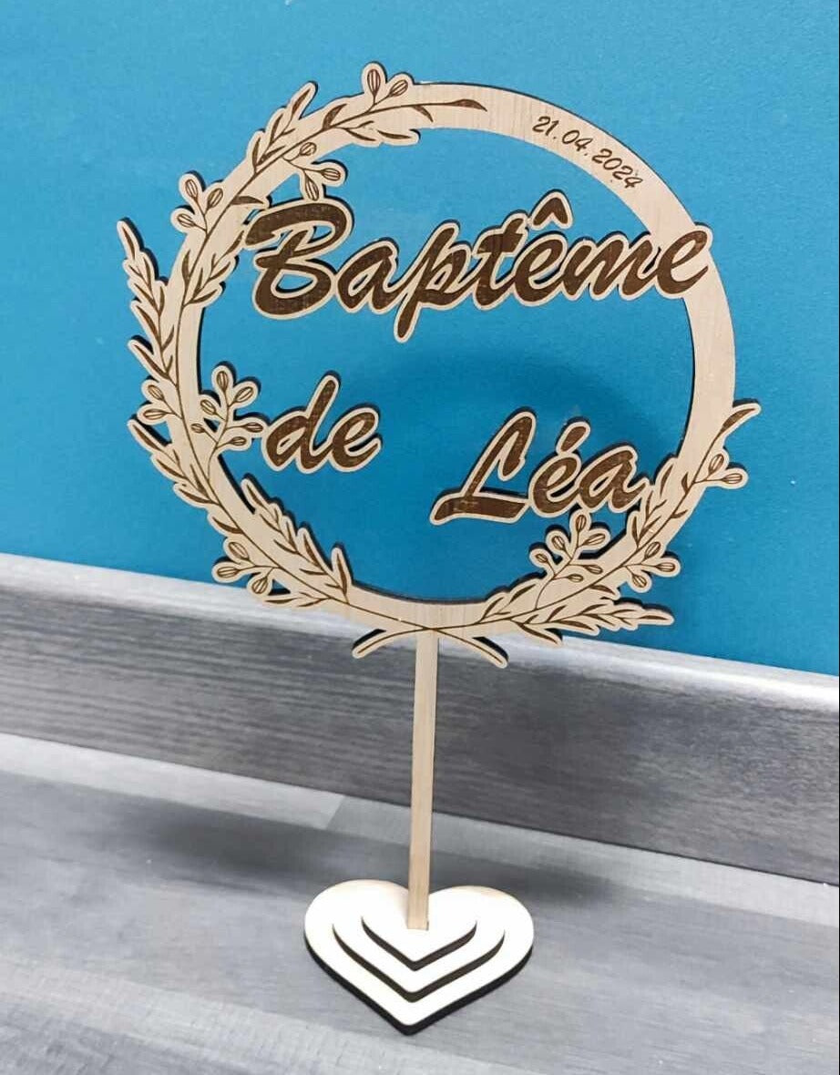 Décoration de table personnalisé en bois Baptême