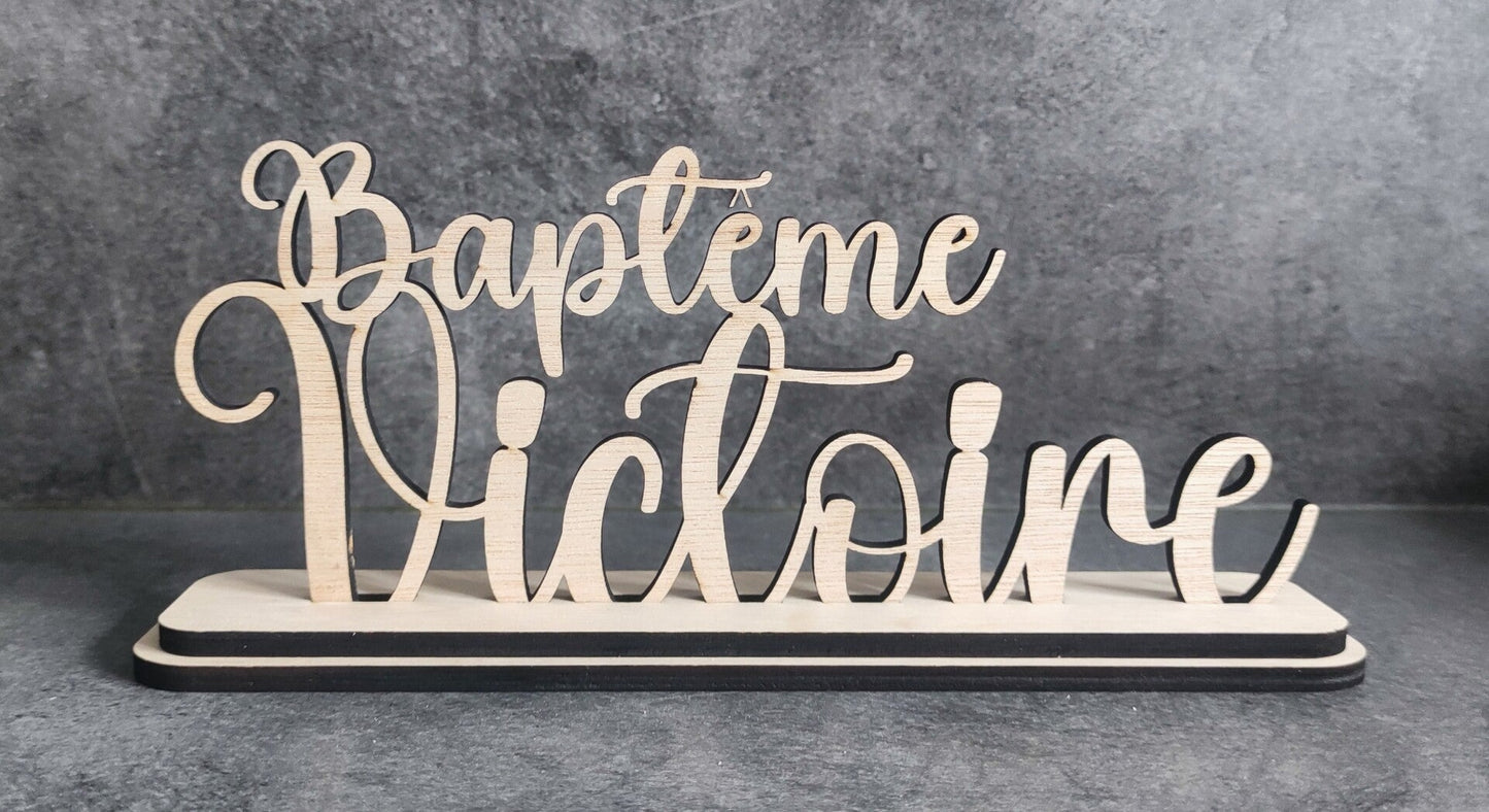Décoration en bois personnalisable pour Baptême.