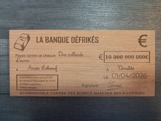 cadeau cheque bois