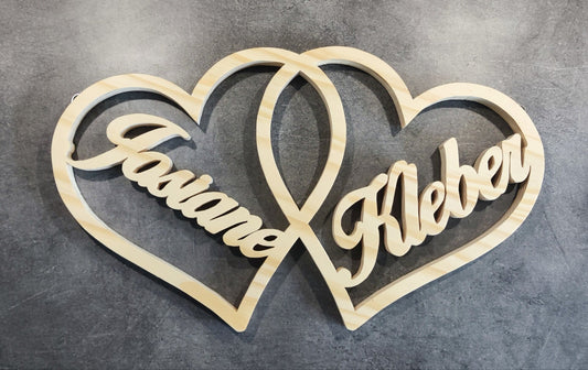 Double coeur avec prénoms