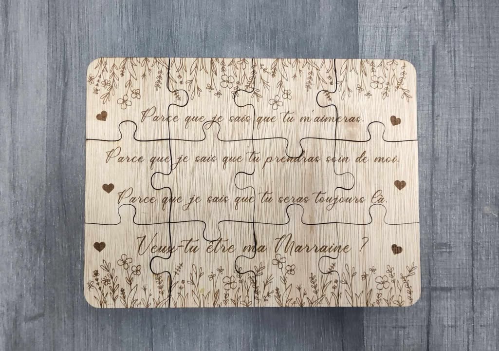 Puzzle bois parrain marraine