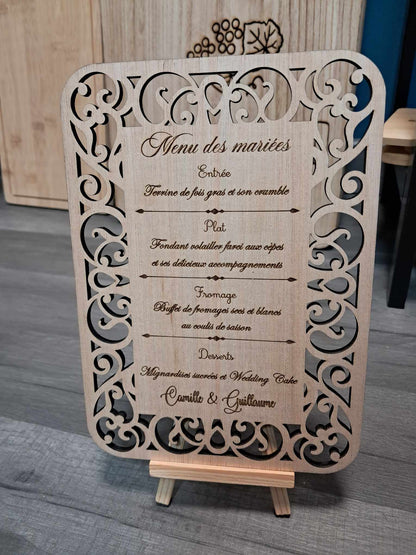 Menu avec chevalet