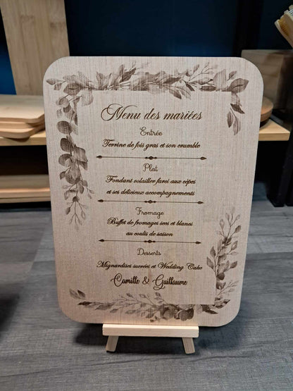 Menu avec chevalet