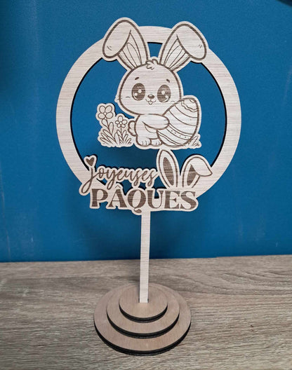 Deco de table en bois paques personnalisé