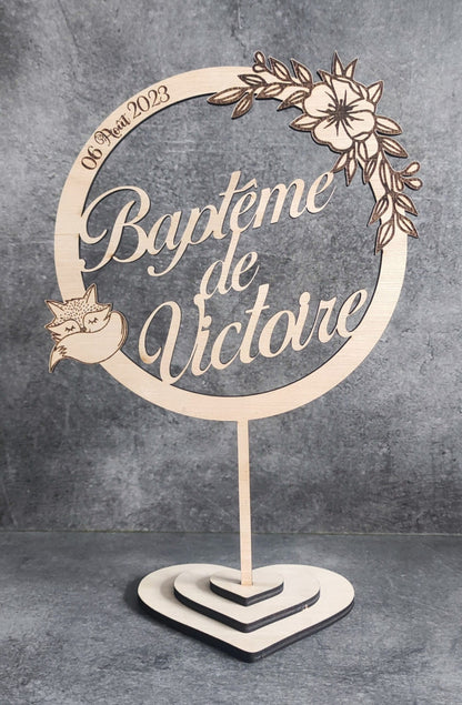 Déco avec prénoms personnalisé en bois pour Baptême