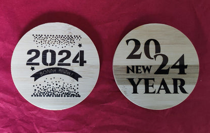 Dessous de verres en bois personnalisé pour Noël, nouvelle année