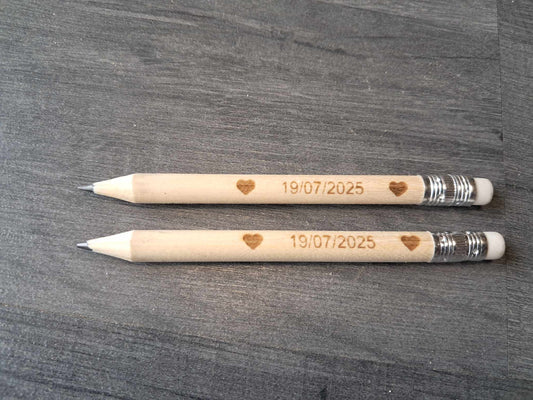 Mini crayon de bois avec gomme. Anniversaire baptême mariage