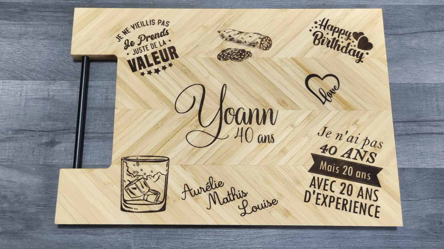 Planche a offrir en bois avec gravure sur mesure