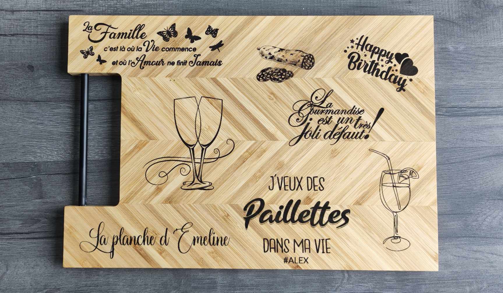Gravure texte image logo bois