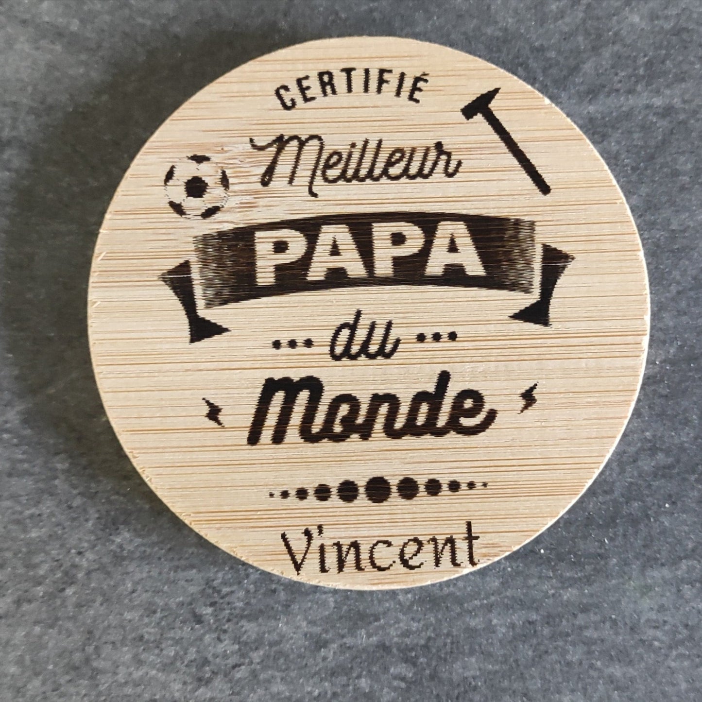 Sous verre sur mesure pour la fête des Pères en bois.