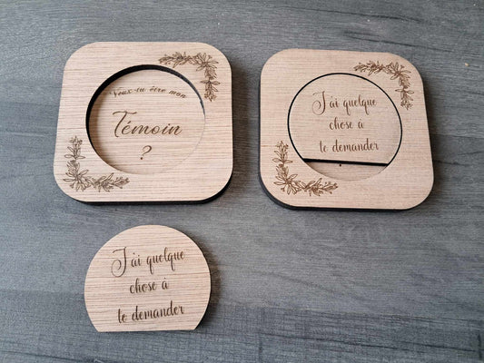 annonce mariage veux tu être mon temoin bois personnalisé