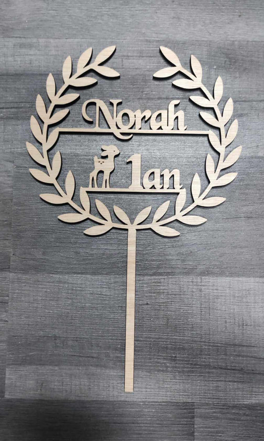 Cake topper anniversaire bois personnalisé