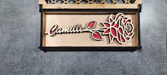 Rose avec coffret bois