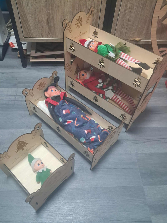 Noel lit pour lutins en bois