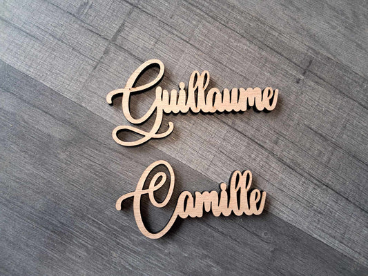 Petit marque place baptême, mariage en bois