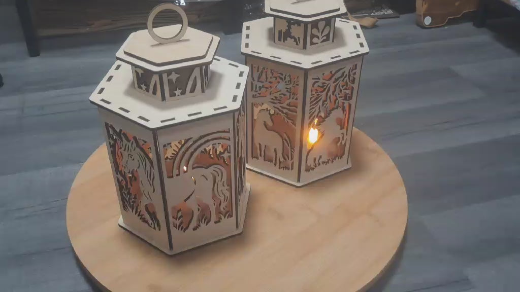 Lanterne en bois avec lumière hariibo créations