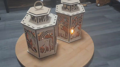 Lanterne en bois avec lumière hariibo créations